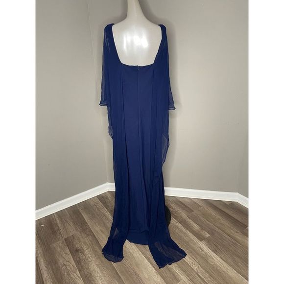 Teri Jon by Rickie Freeman Scuba Gown Chiffon Overlay Dress US 12 $760 - Picture 7 of 8